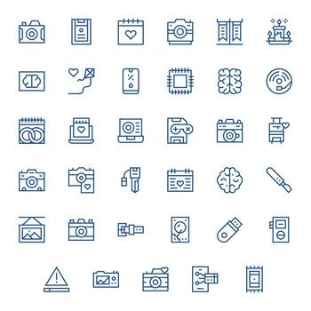 35 High Resolution PIXEL Perfect Icons for Memory in Regular Line Theme vector