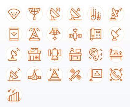 Reception Modern Collection with 25 Regular Line 64x64 Pixel Optimized Icons vector