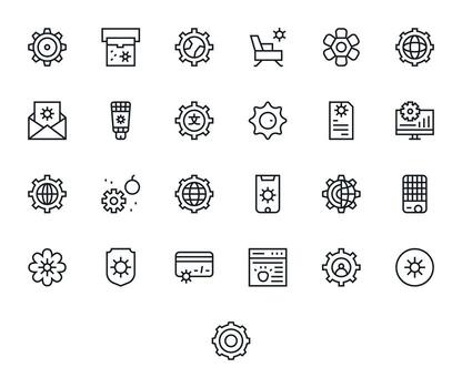 configurar gráficos paquete incluso 25 regular línea alto resolución monitor Perfecto íconos vector