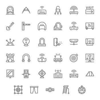35 256x256 Regular Line Icons for Access Point with Pixel Aligned precision vector