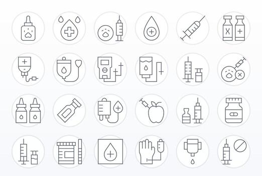 24 Thin Line Pixel Optimized Vectors for Injection Theme