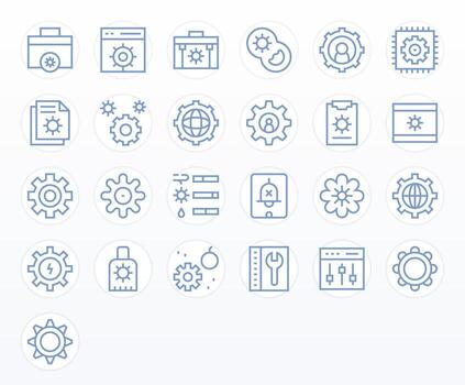 25 Regular Line Pixel Optimized Icons crafted for System Settings Retina Ready applications vector