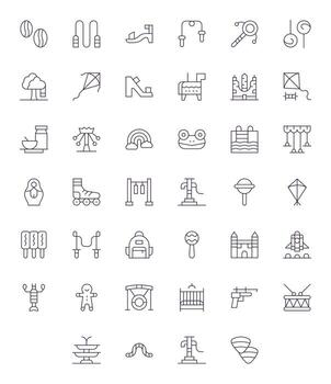 Children Icon Repository containing 40 Thin Line High Resolution Grid Fitted graphics vector