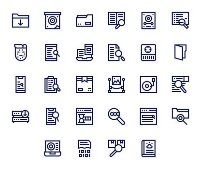 Retrieve Scalable Set featuring 28 Grid Fitted Bold Line Retina Ready Icons vector
