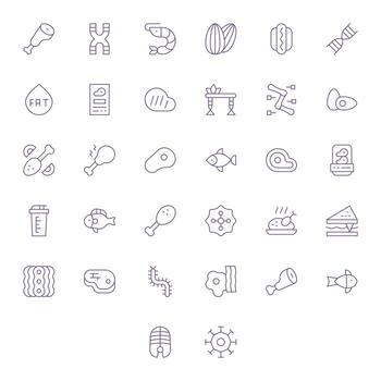 proteína icono caja de herramientas presentando 32 monitor Perfecto 128x128 Delgado línea elementos vector