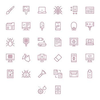 32 Grid Fitted Thin Line Icons from Application Collection vector