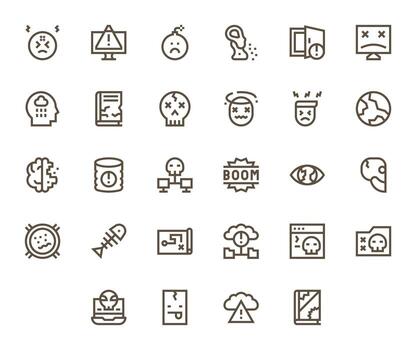 Data Loss Ultimate Package with 28 256x256 Bold Line Pixel Optimized Icons vector