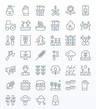 Farming Icon Repository containing 40 Thin Line 256x256 Editable graphics vector