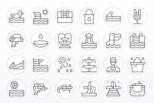 24 Thin Line Icons for Splash in crisp 128x128 Display Perfect resolution vector