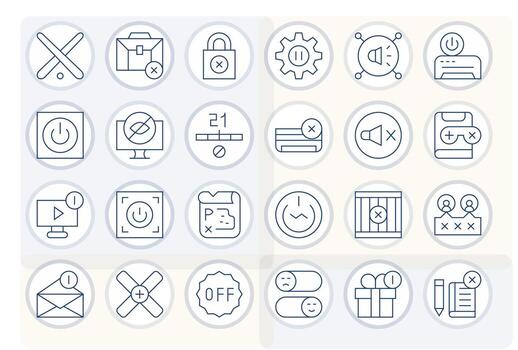 Disable Professional Set with 24 Thin Line Grid Fitted 128x128 Icons vector