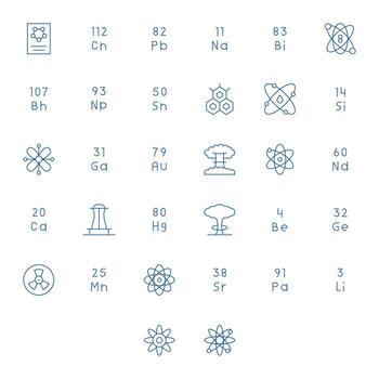 32 Thin Line Pixel Optimized Vectors for Atomic Theme