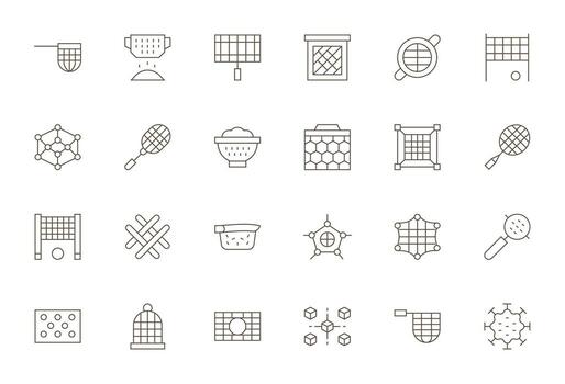 24 128x128 Thin Line Icons optimized for Mesh Editable display vector