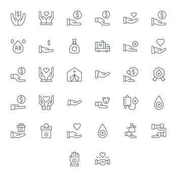 32 Thin Line Display Perfect Icons tailored for Donation High Resolution interface vector