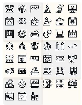 45 monitor Perfecto negrita línea íconos diseñado para evento interfaz vector