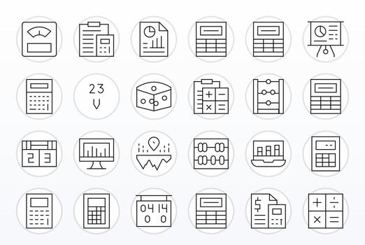 Numbers Design Icons featuring 24 Editable Thin Line Style vector