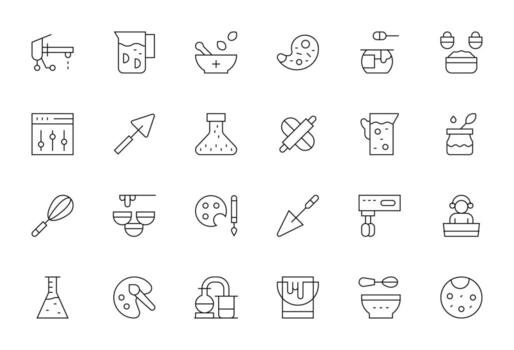 Mixing Icon Collection with 24 High Resolution Thin Line Designs vector