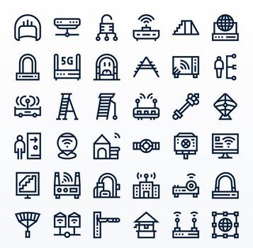 Access Point Icon Toolkit featuring 36 Pixel Optimized 64x64 Bold Line elements vector