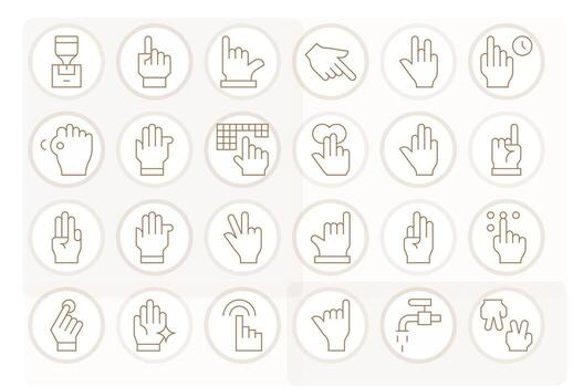 Tap Icon Toolkit featuring 24 Grid Fitted High Resolution Thin Line elements vector