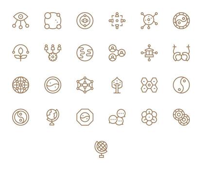 Interconnectedness Professional Set with 25 Regular Line Pixel Aligned 256x256 Icons vector
