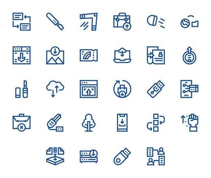 28 Bold Line Pixel Optimized 64x64 Icons from File Transfer Suite vector