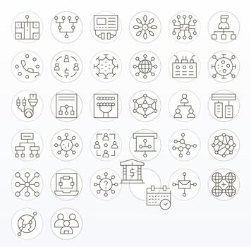 32 256x256 Thin Line Icons optimized for Connections PIXEL Perfect display vector