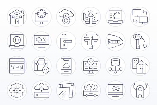 24 Thin Line Icons from Remote Access in Retina Ready Pixel Optimized Quality vector
