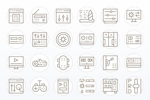 control S esencial conjunto incluso 24 cuadrícula equipado Delgado línea 256x256 íconos vector