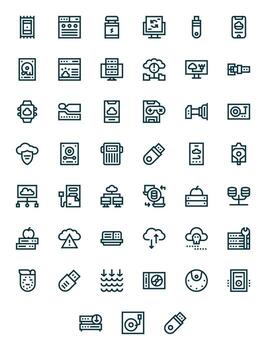 Backup Ultimate Package with 45 High Resolution Bold Line Detail Enhanced Icons vector