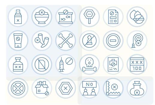 no permitido editable conjunto con 24 alto resolución Delgado línea íconos vector