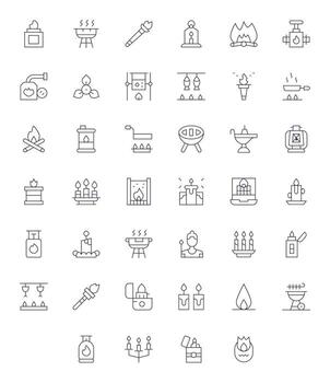 40 256x256 Thin Line Icons optimized for Flame Detail Enhanced display vector