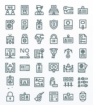 Authorization Modern Collection with 42 Regular Line Retina Ready Pixel Optimized Icons vector