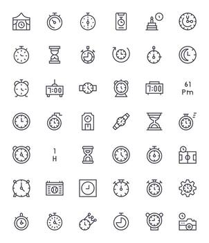 Countdown Icon Toolkit featuring 42 Detail Enhanced High Resolution Regular Line elements vector