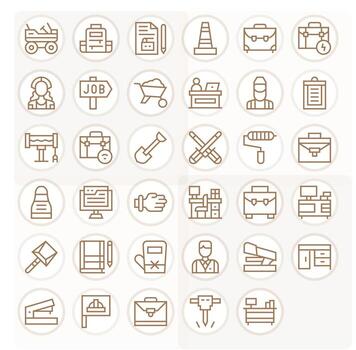 35 Icons inspired by Work in Pixel Optimized 128x128 Regular Line quality vector