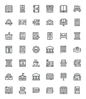 Library Graphics featuring 42 Regular Line Editable 256x256 Designs vector