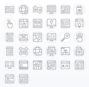 32 Thin Line Display Perfect Icons crafted for Website 64x64 applications vector