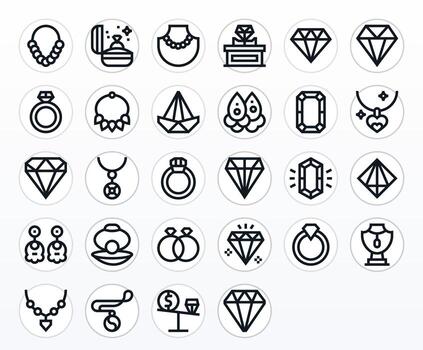 Gemstone Comprehensive Bundle with 28 Display Perfect Bold Line 128x128 Icons vector