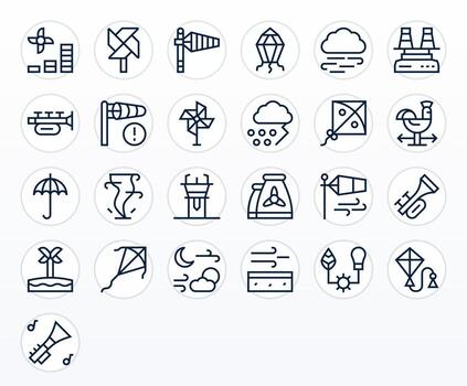 25 Pixel Aligned Regular Line Icons designed for Wind Interface vector