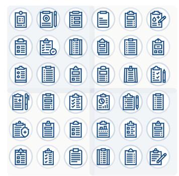36 íconos para portapapeles presentando alto resolución píxel alineado negrita línea gráficos vector