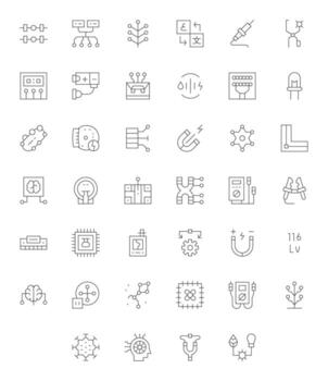 40 Delgado línea íconos para circuito en crujiente 64 x 64 píxel optimizado resolución vector