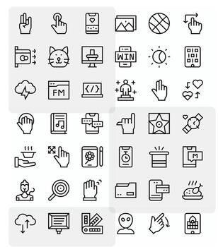 42 256x256 Regular Line Icons optimized for App Detail Enhanced display vector