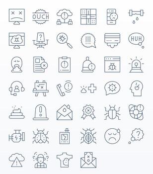 Problem Exclusive Set featuring 40 Thin Line Pixel Optimized High Resolution Icons vector