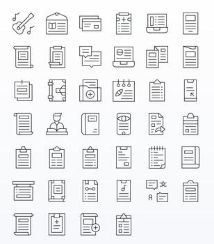 notas completar paquete con 40 alto resolución Delgado línea editable íconos vector