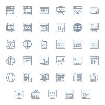 35 Grid Fitted Regular Line Icons from Web Page Collection vector
