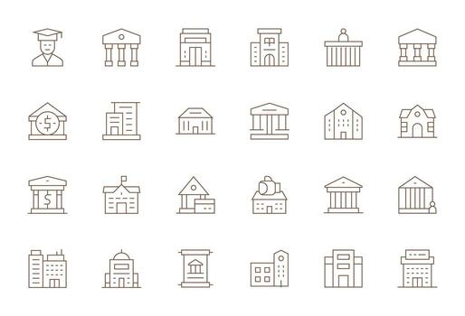 24 Display Perfect Thin Line Icons designed for Institution Interface vector