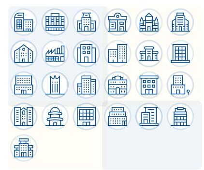 25 Regular Line Icons from Modern Building in 128x128 PIXEL Perfect Quality vector
