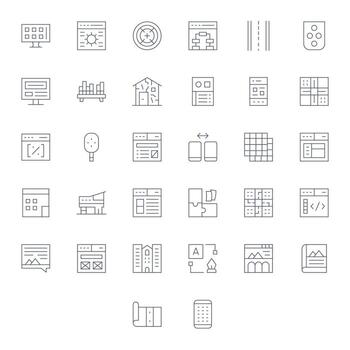 Layout Icon Arsenal with 32 High Resolution Thin Line PIXEL Perfect designs vector