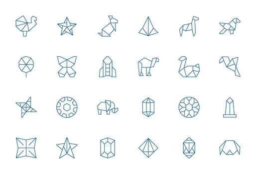 24 Delgado línea íconos desde polígono en alto resolución detalle mejorado calidad vector