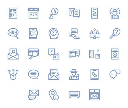 28 Icons for Inquiry optimized in Pixel Aligned High Resolution Bold Line resolution vector