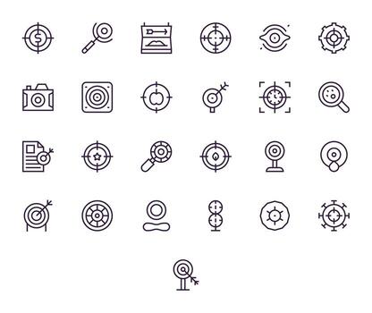 25 Regular Line Icons from Objective in 128x128 Editable Quality vector