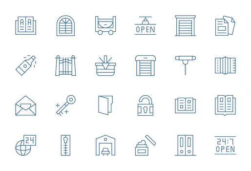 24 Thin Line Icons designed for Open in 128x128 Grid Fitted format vector